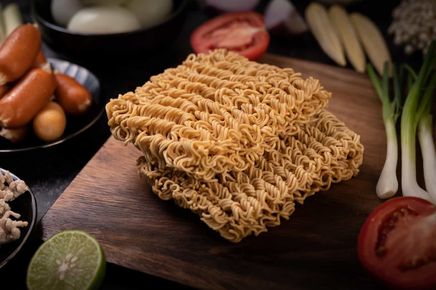 noodles-wooden-cutting-board-with-tomato-lime-spring-onion-chili-baby-corn